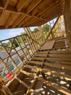 Inside the new dormer frame