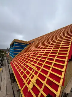 Breathable membrane and battens on, dormer wrapped