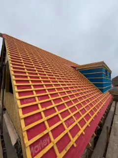 Battens fixed over the breathable membrane